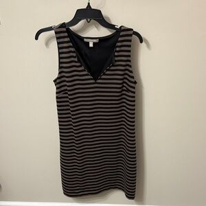 Banana Republic Black and Brown Striped Sleeveless Shift Dress